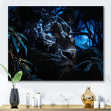 Black Panther Under The Moonlight - Panther Living Room Wall Art