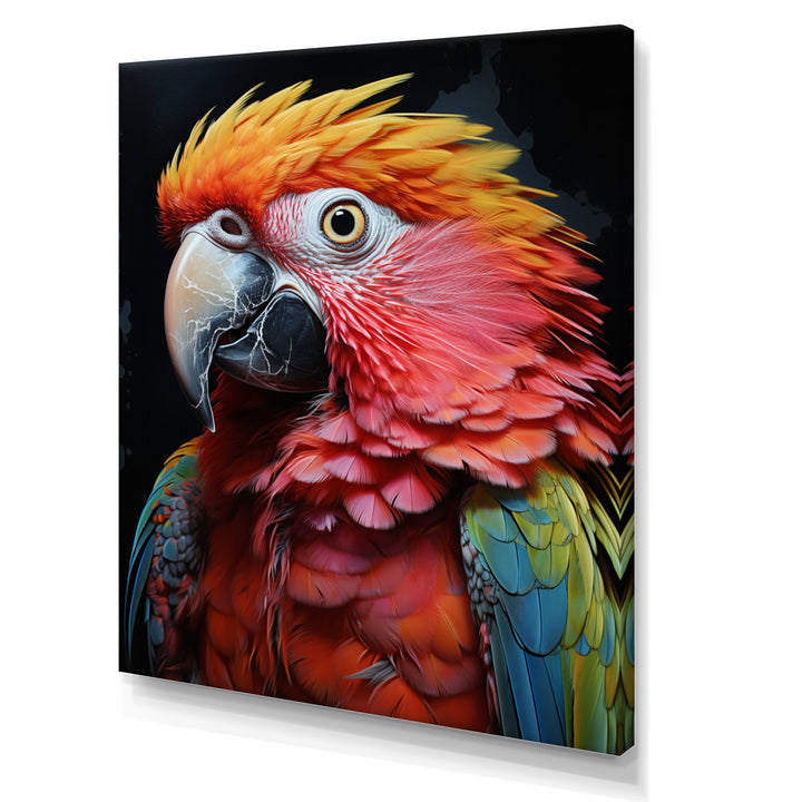 Yellow Red Parrot Colorful Parrot Pointillism - Parrot Wall Decor