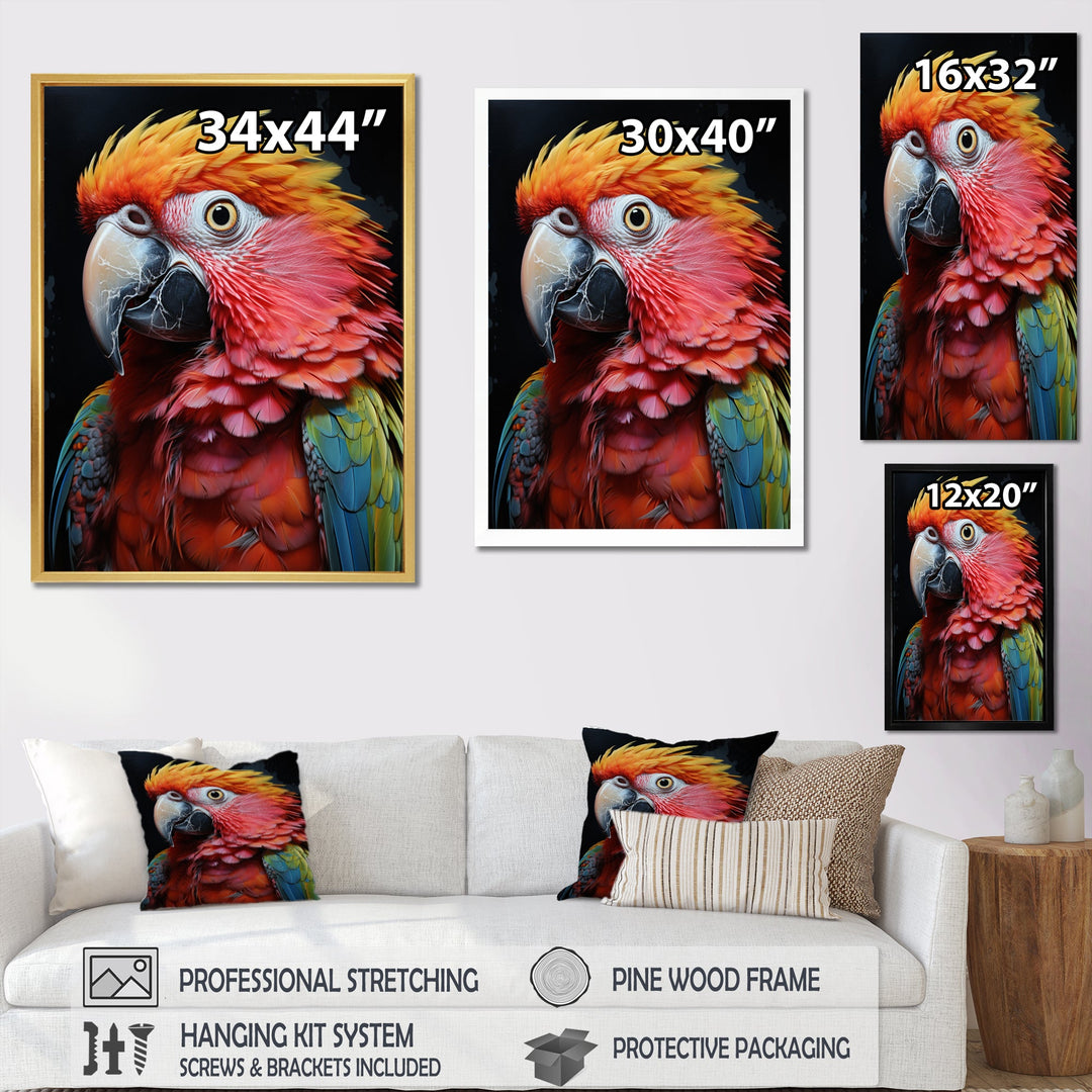 Yellow Red Parrot Colorful Parrot Pointillism - Parrot Wall Decor