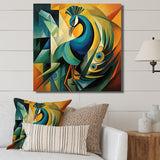 Green Blue Peacock Cubist - Peacock Wall Decor