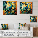 Green Blue Peacock Cubist - Peacock Wall Decor
