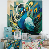Green Blue Peacock Cubist Peacock Cubism - Peacock Wall Art Prints
