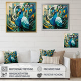 Green Blue Peacock Cubist Peacock Cubism - Peacock Wall Art Prints