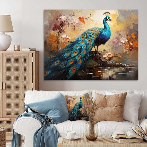 Peacock Expressionist Portrait III - Animals Canvas Wall Art