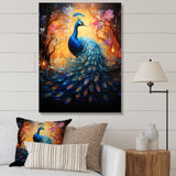 Blue Peacock Luminous - Peacock Home Decor Art