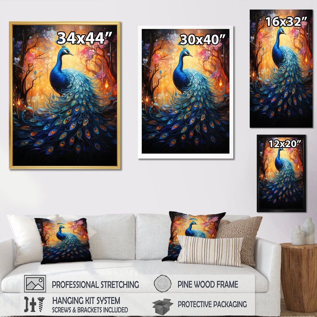 Blue Peacock Luminous - Peacock Home Decor Art