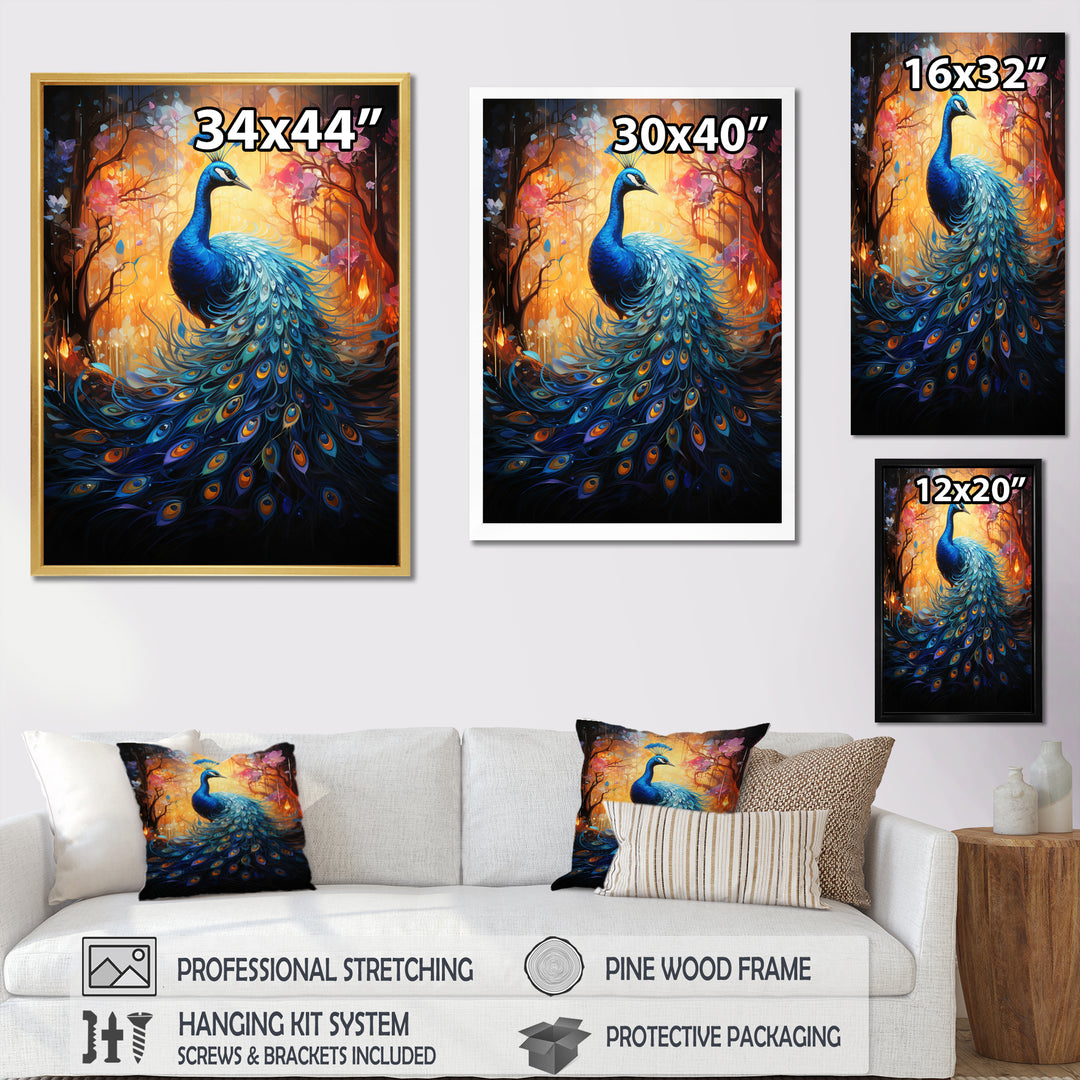 Blue Peacock Luminous - Peacock Home Decor Art