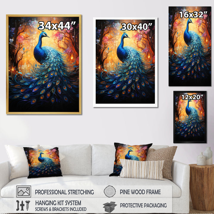 Blue Peacock Luminous - Peacock Home Decor Art