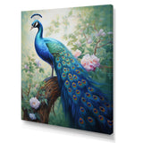 Blue Ink Wash Peacock III - Animals Canvas Wall Art