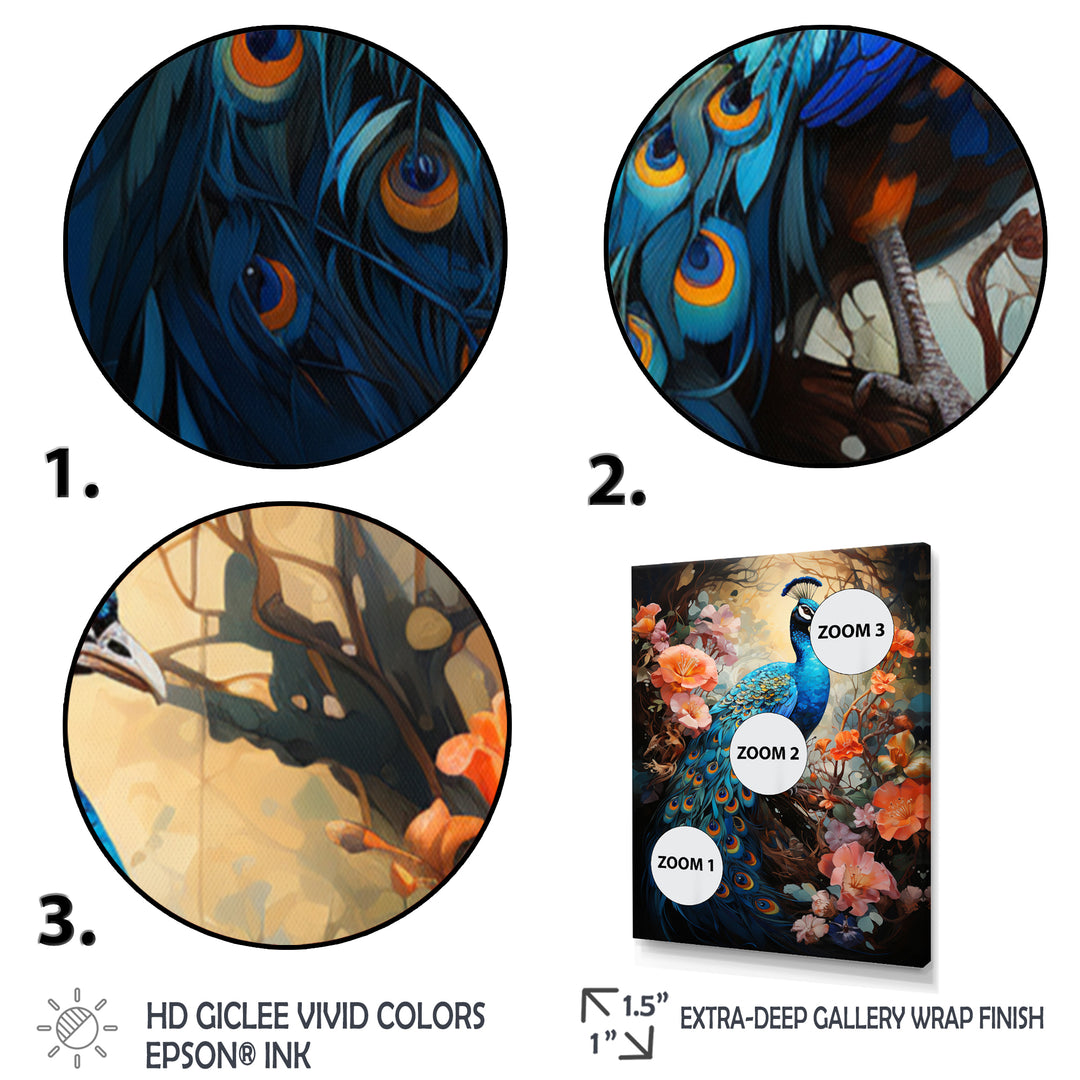 Peacock Luminous - Peacock Living Room Wall Art