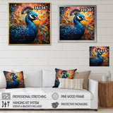 Teal Peacock Pointillist Peacock Pointillism - Peacock Canvas Wall Art