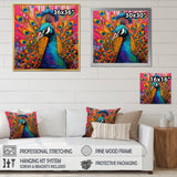 Teal Pink Pop Art Peacock - Peacock Canvas Wall Art