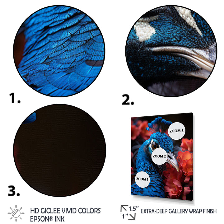 Teal Peacock Portrait Vibrant - Peacock Wall Decor