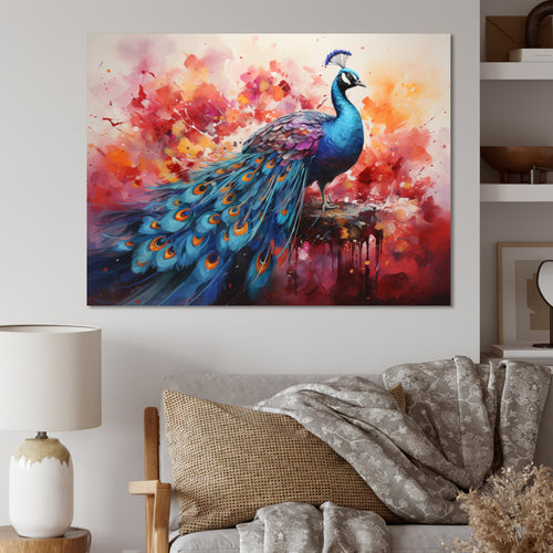 Red Blue Peacock Representation Multicolored Acrylic - Peacock Wall Art Prints