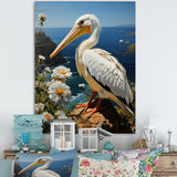Grey Pelican Coastal Watch Pastoral - Pelican Framed Canvas Art