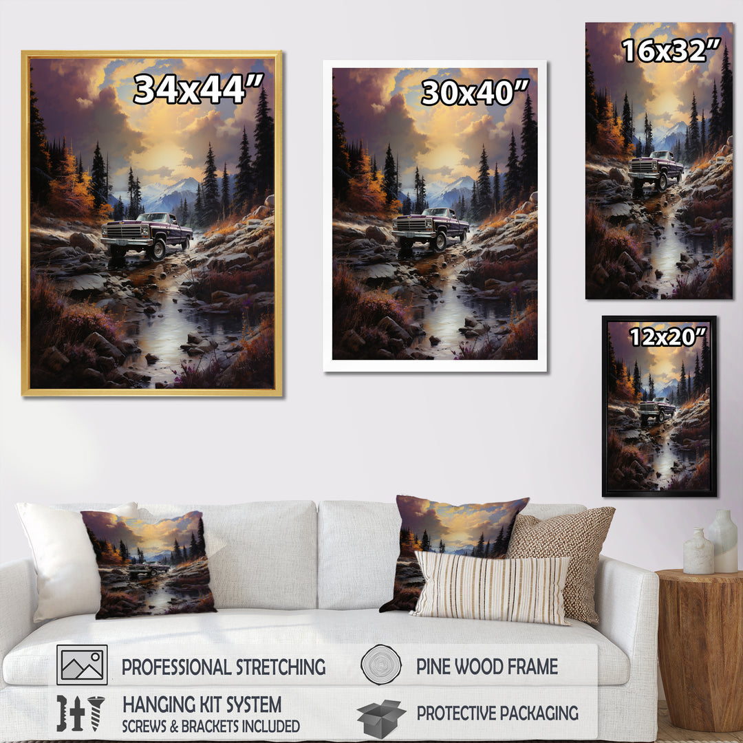 Brown Pickup Truck Mountain Majesty I - Pickup Truck Canvas Wall Art