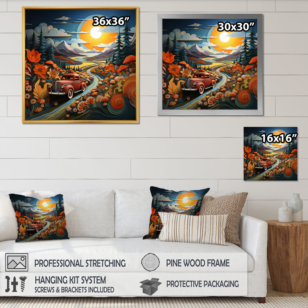 Pickup Truck Vintage Road I - Pickup Truck Canvas Wall Art