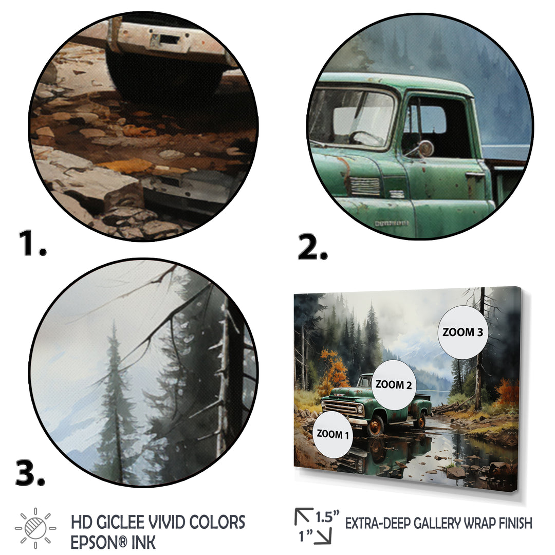 Pickup Truck Tranquil Lakeside I - Pickup Truck Canvas Wall Art