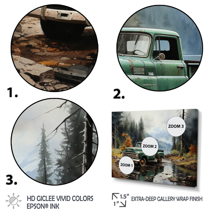 Pickup Truck Tranquil Lakeside I - Pickup Truck Canvas Wall Art