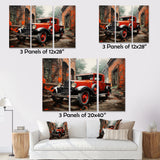 Red Pickup Truck Vintage Hauler III - Canvas Wall Art Sets