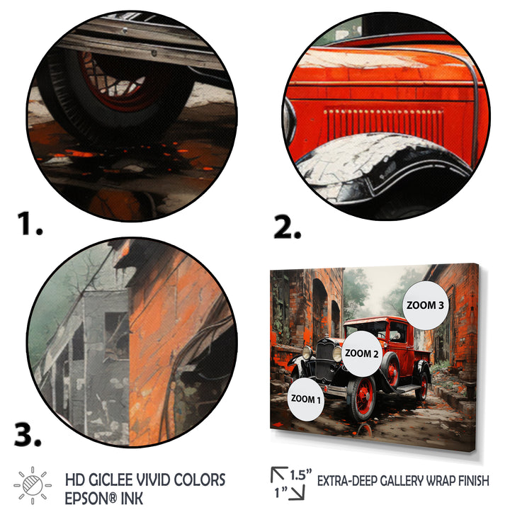Red Pickup Truck Vintage Hauler III - Multi-Panels