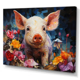 Pink Curious Piglet Collage - Pink Pig Wall Art