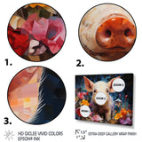 Pink Curious Piglet Collage - Pink Pig Wall Art