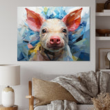 Pink Curious Piglet Geometric - Pink Pig Wall Art
