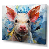Pink Curious Piglet Geometric - Pink Pig Wall Art