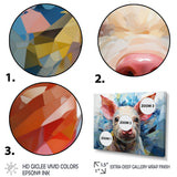 Pink Curious Piglet Geometric - Pink Pig Wall Art