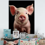 Pink Curious Snout Pig - Pig Large Canvas Wall Art