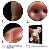 Pink Curious Snout Pig - Pig Large Canvas Wall Art