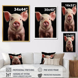 Pink Curious Snout Pig - Pig Large Canvas Wall Art