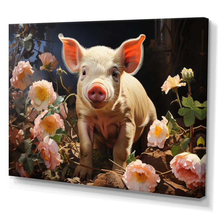 Pink Pig Joyful Oinker - Pig Living Room Wall Art