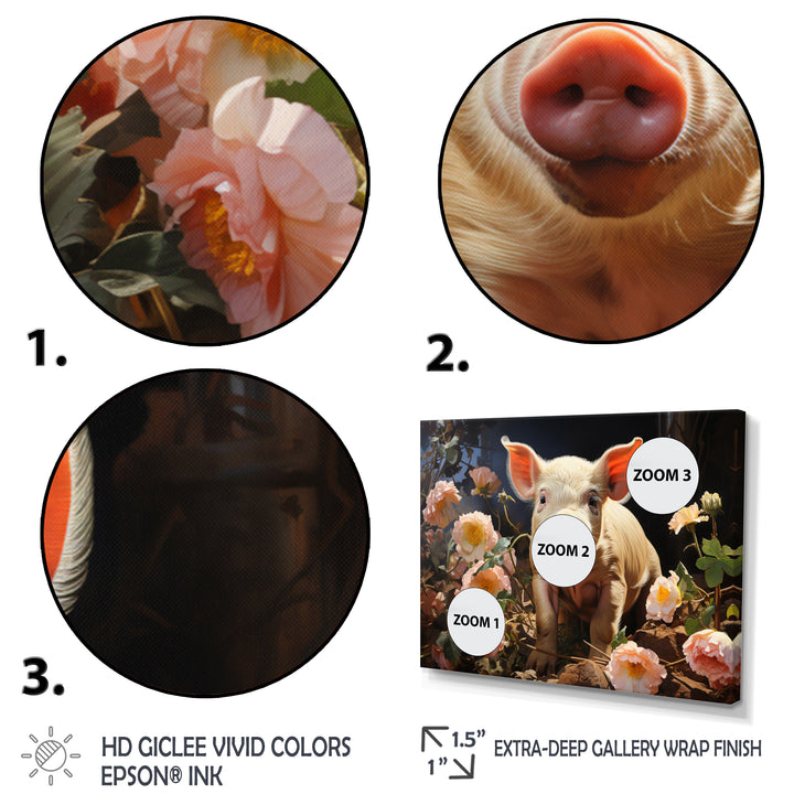 Pink Pig Joyful Oinker - Pig Living Room Wall Art
