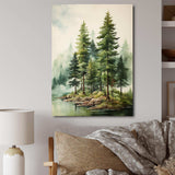 Green Pine Tree Eternal Guardians III - Floral Canvas Wall Art