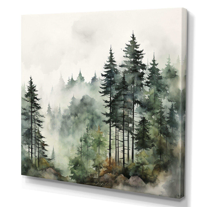 Idesignart pine tree misty morning i floral canvas wall art