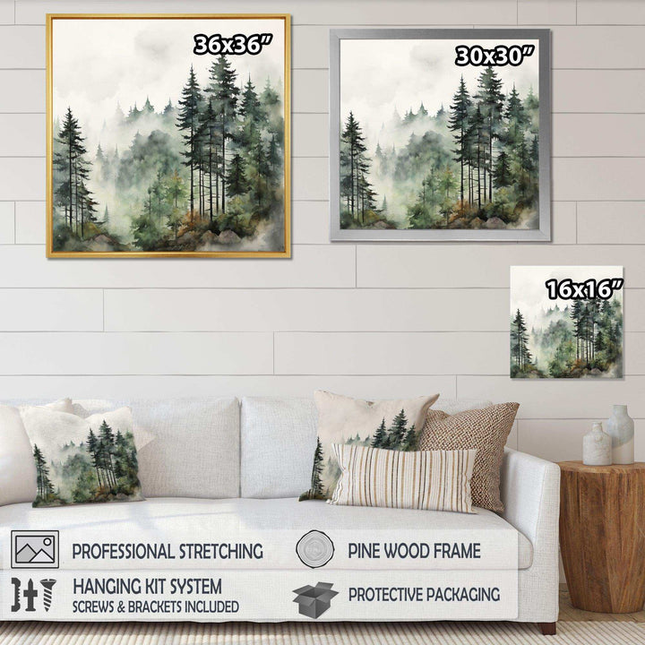 Idesignart pine tree misty morning i floral canvas wall art