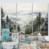 Pine Tree Misty Mountain I - 3-Piece Canvas Wall Art