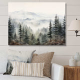 Pine Tree Misty Mountain II - Floral Canvas Wall Art