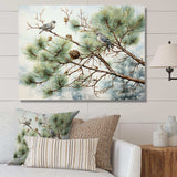 Bird On Pine Tree I - Floral Canvas Wall Art