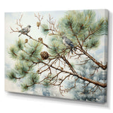 Bird On Pine Tree I - Floral Canvas Wall Art