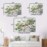 Bird On Pine Tree I - Floral Canvas Wall Art