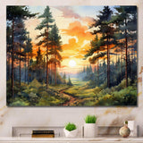 Pine Tree Sunset Glow I - Floral Canvas Wall Art