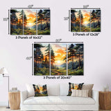 Pine Tree Sunset Glow I - Floral Canvas Wall Art