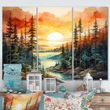 Pine Tree Sunset Glow II - Multi-Panels