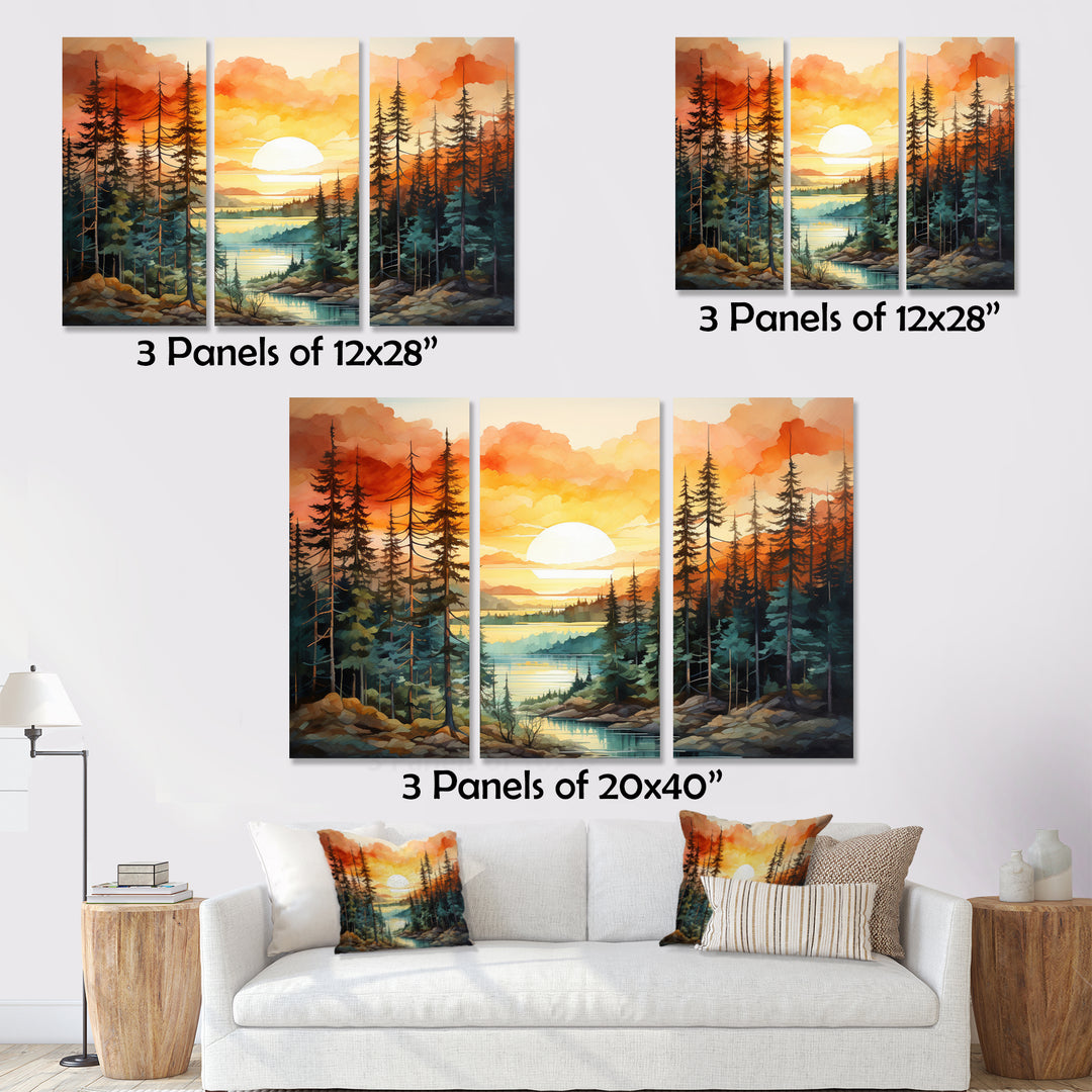 Pine Tree Sunset Glow II - Multi-Panels