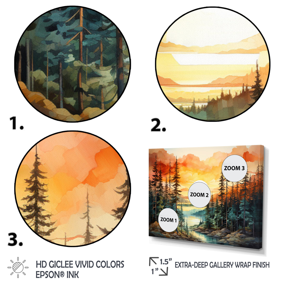 Pine Tree Sunset Glow II - Multi-Panels