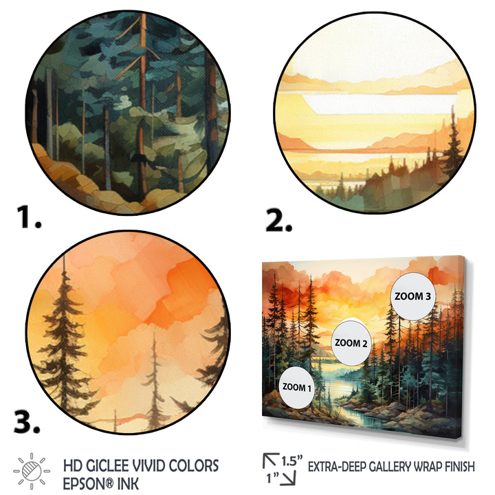 Pine Tree Sunset Glow II - Multi-Panels