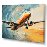 Teal Plane Under Abstracted Cloud - Plane Canvas Wall Art